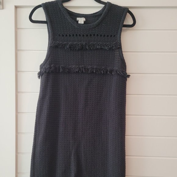 J Crew Beach Dress Black Crochet with Cute Fringe Boho - Picture 5 of 9